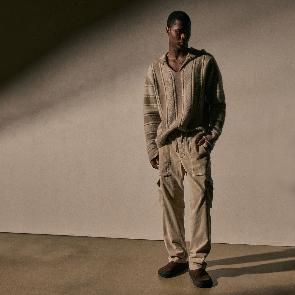 Mens Poncho in Natural Stripe | James Perse Los Angeles
