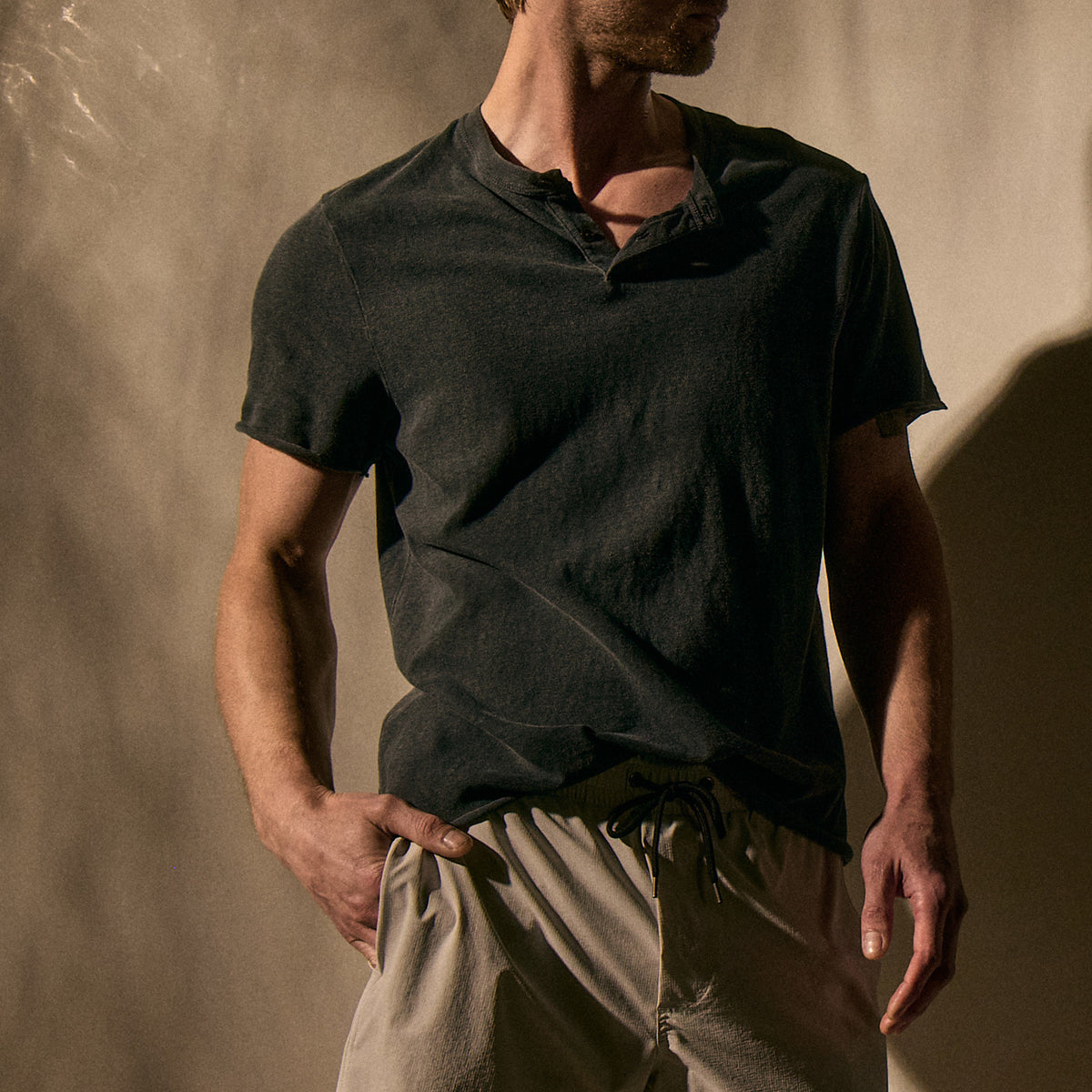 Slub Jersey Short Sleeve Henley - Magma Pigment
