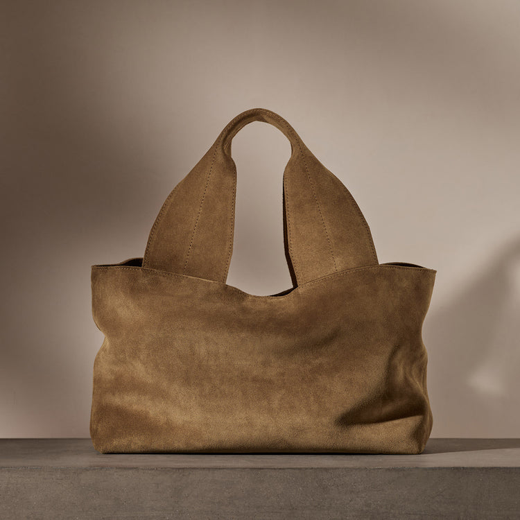 Suede Tote Bag in String | James Perse Los Angeles