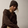 Lightweight Textured Cashmere Beanie in Bark | James Perse Los Angeles / Womens