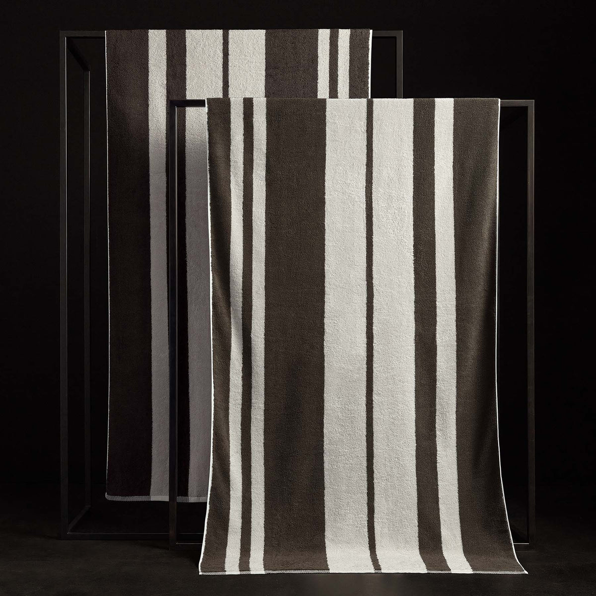 Wide Stripe Beach Towel in Safari/Pearl Grey | James Perse Los Angeles