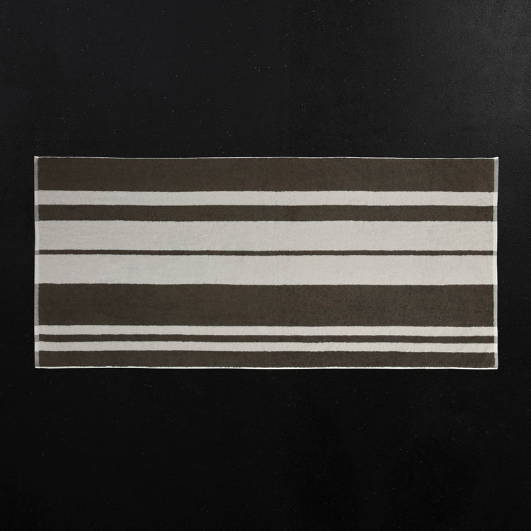Wide Stripe Beach Towel in Safari/Pearl Grey | James Perse Los Angeles