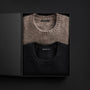 Men's Lightweight Textured Cashmere Crew Gift Set In True Black/Beige Melange | James Perse Los Angeles