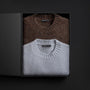 Women's Lightweight Textured Cashmere Crew Gift Set In Bark/Pale Blue | James Perse Los Angeles
