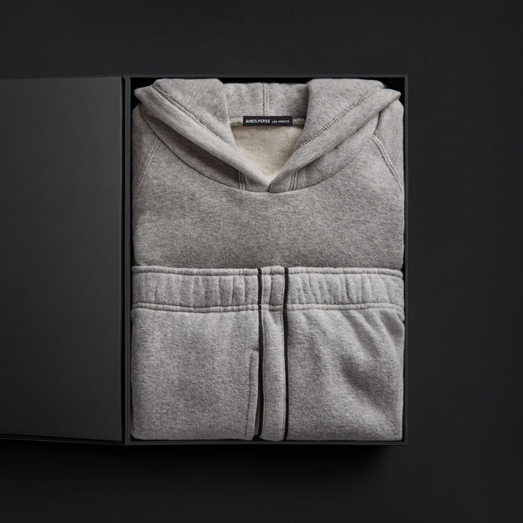 Men's Cozy Fleece Zip Hoodie & Cozy Sweat Pant With Piping Gift Set In Heather Grey | James Perse Los Angeles