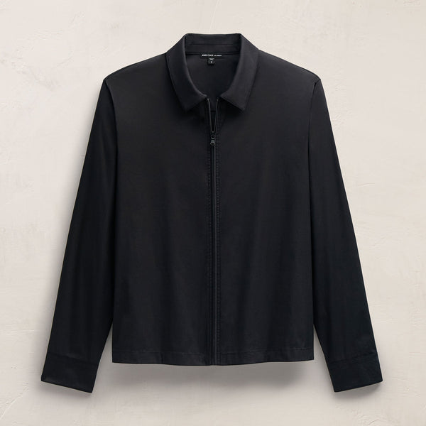Zip Up Shirt in Black | James Perse Los Angeles