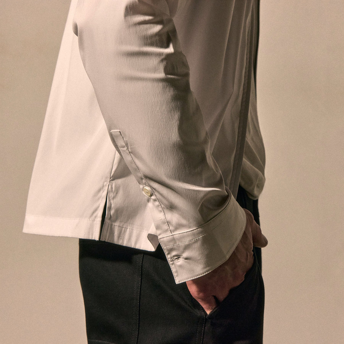 Zip Up Shirt in White | James Perse Los Angeles