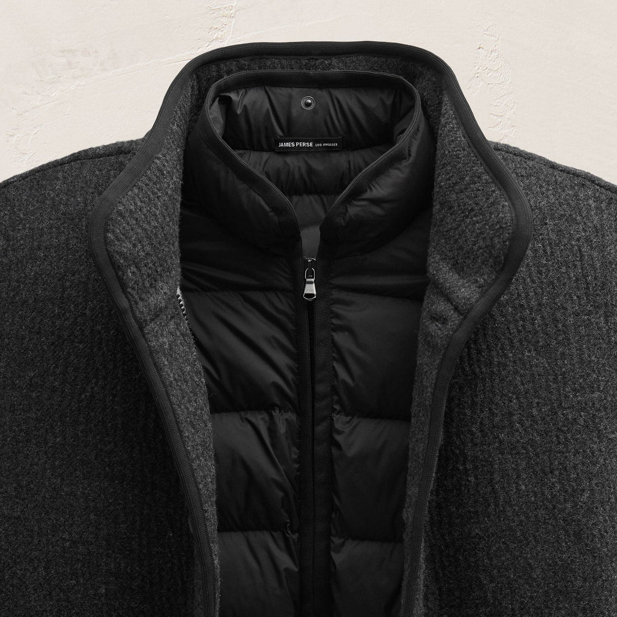 Double Faced Wool Jacket in Coal/Black | James Perse Los Angeles