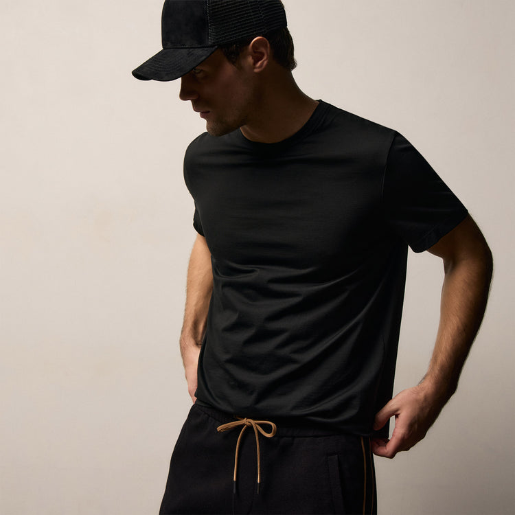 Lotus Jersey Double Ply Crew - Black