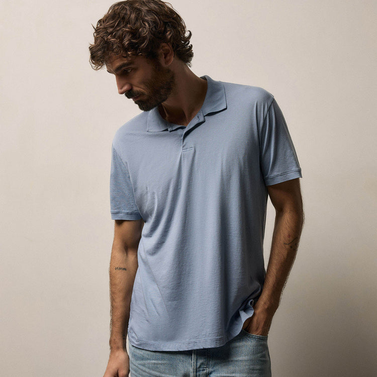 Luxe Lotus Jersey Polo in Ocean | James Perse Los Angeles