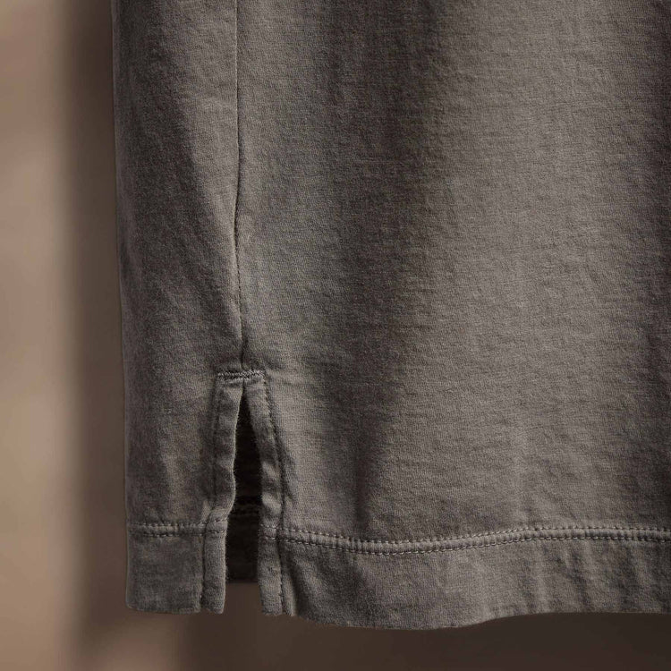 Luxe Lotus Jersey Long Sleeve Polo in Granite | James Perse Los Angeles