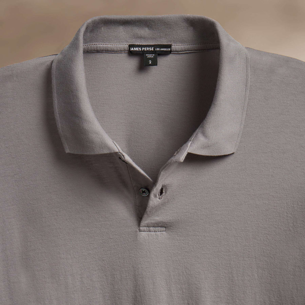 Luxe Lotus Jersey Long Sleeve Polo in Wolf | James Perse Los Angeles