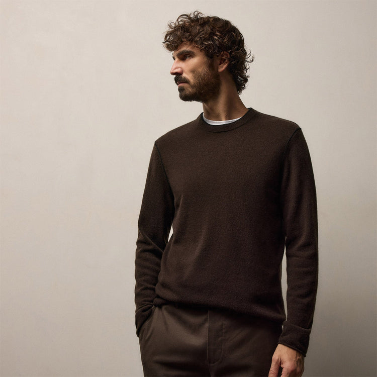 Italian Spun Cashmere Crewneck in Kona/Black | James Perse Los Angeles