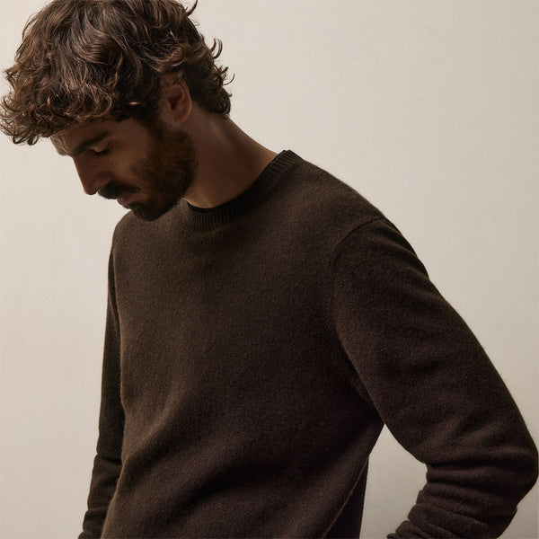 Contrast Trim Cashmere Crew in Kona/Black | James Perse Los Angeles