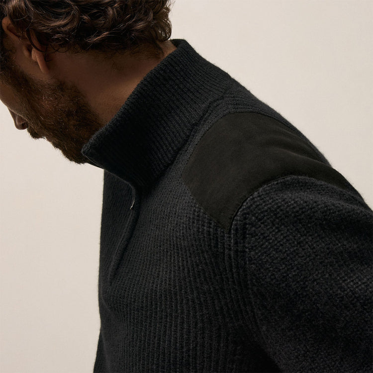 Italian Spun Cashmere Half Zip in Black | James Perse Los Angeles