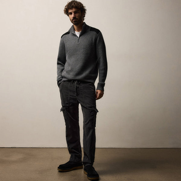 Italian Spun Cashmere Half Zip in Mid Grey | James Perse Los Angeles