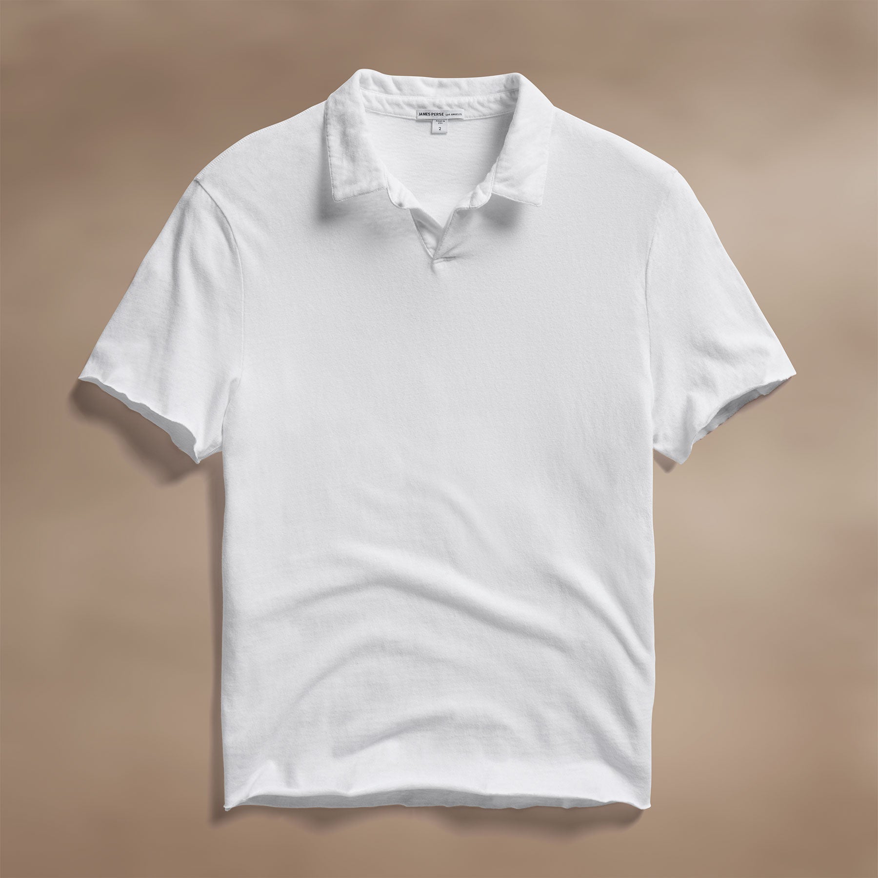 Slub Jersey Open Polo in White | James Perse Los Angeles