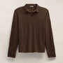 Slub Jersey Long Sleeve Open Polo in Porcupine | James Perse Los Angeles