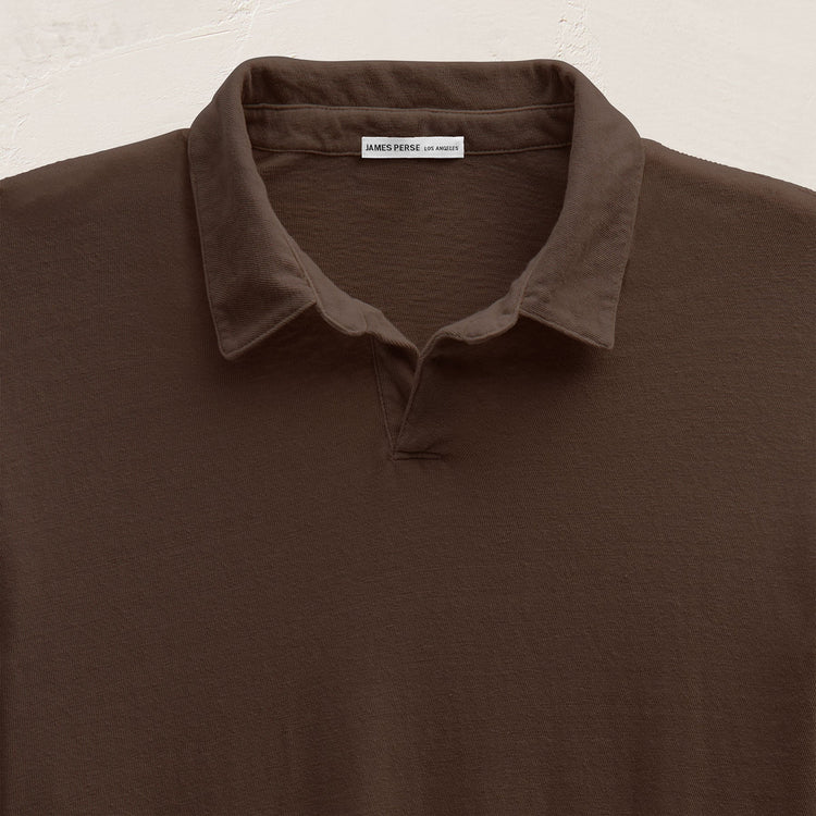 Slub Jersey Long Sleeve Open Polo in Porcupine | James Perse Los Angeles