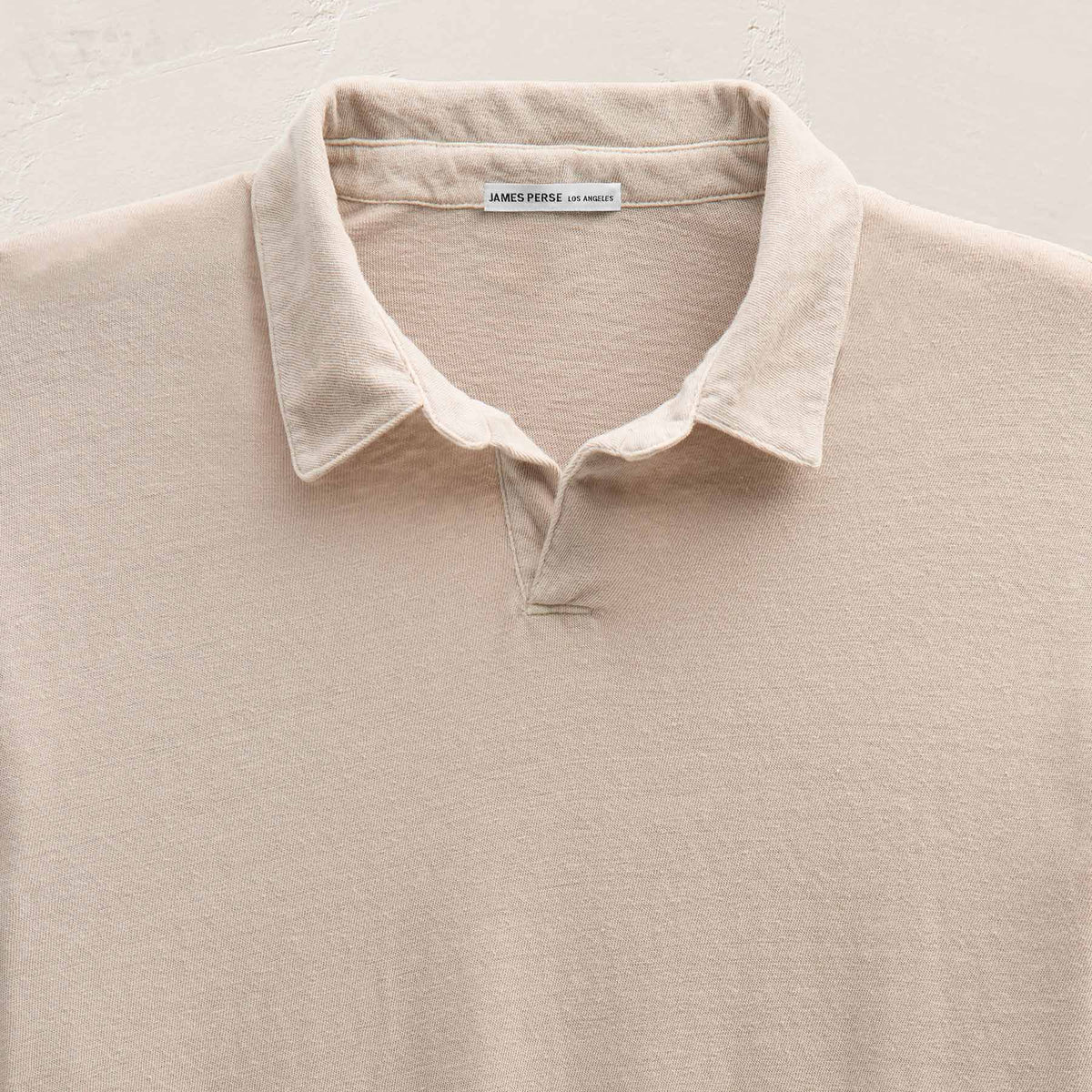 Slub Jersey Long Sleeve Open Polo in Stone Pigment | James Perse Los Angeles