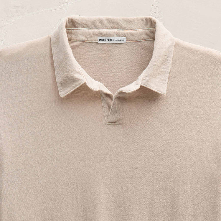 Slub Jersey Long Sleeve Open Polo in Stone Pigment | James Perse Los Angeles