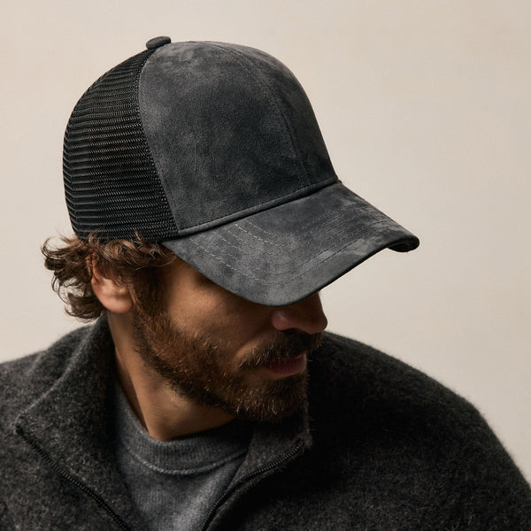 Suede 6 Panel Trucker Hat In Smokey Grey | James Perse Los Angeles / Mens