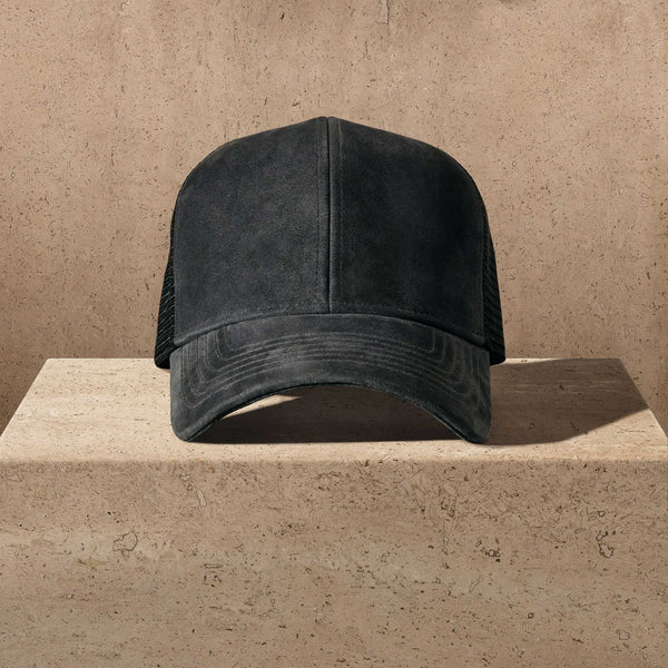 Suede 6 Panel Trucker Hat in Smokey Grey | James Perse Los Angeles