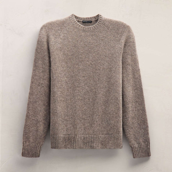 Lightweight Textured Cashmere Crew in Beige Melange | James Perse Los Angeles
