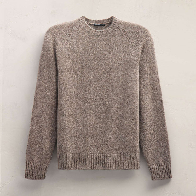 Lightweight Textured Cashmere Crew in Beige Melange | James Perse Los Angeles
