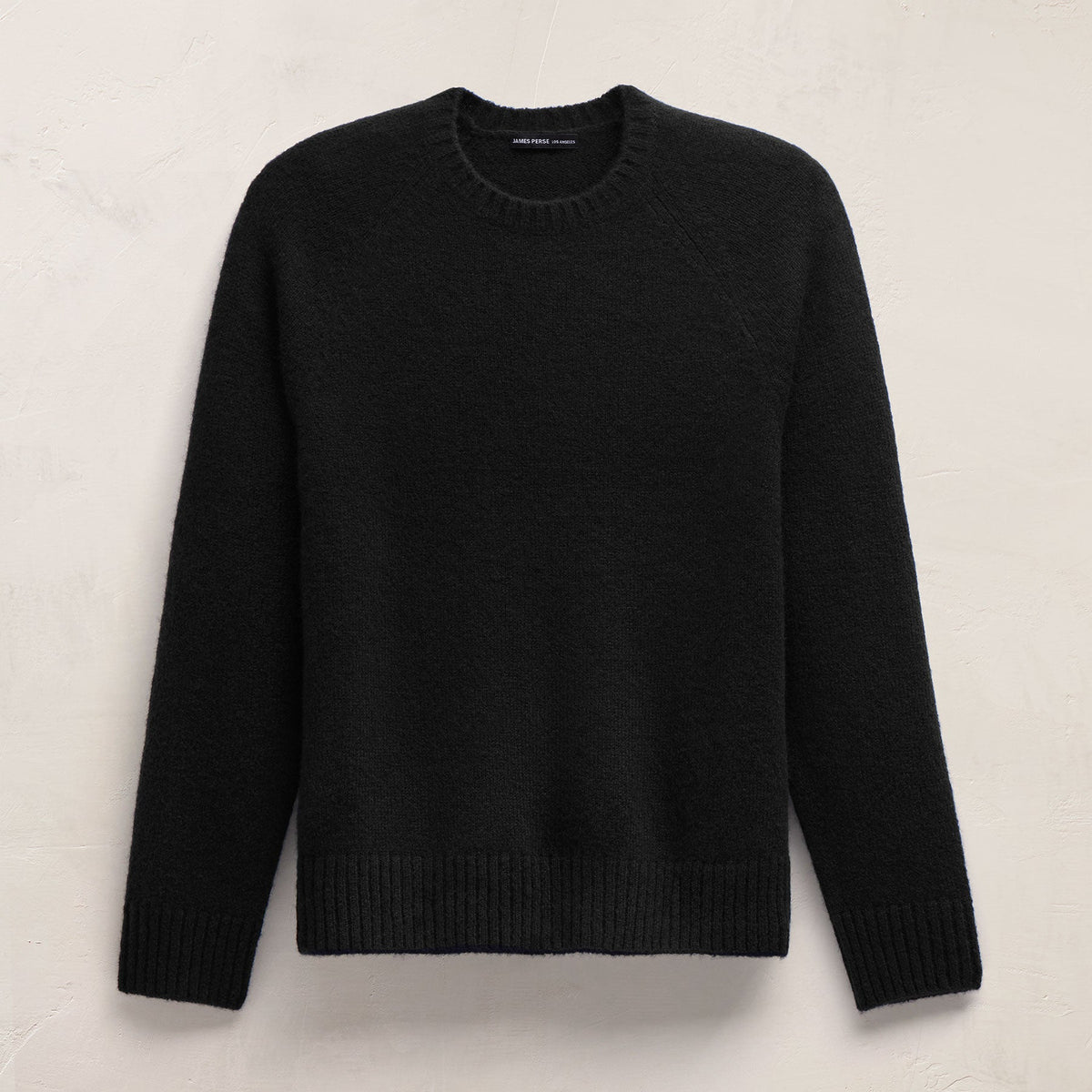 Lightweight Textured Cashmere Crew in True Black | James Perse Los Angeles