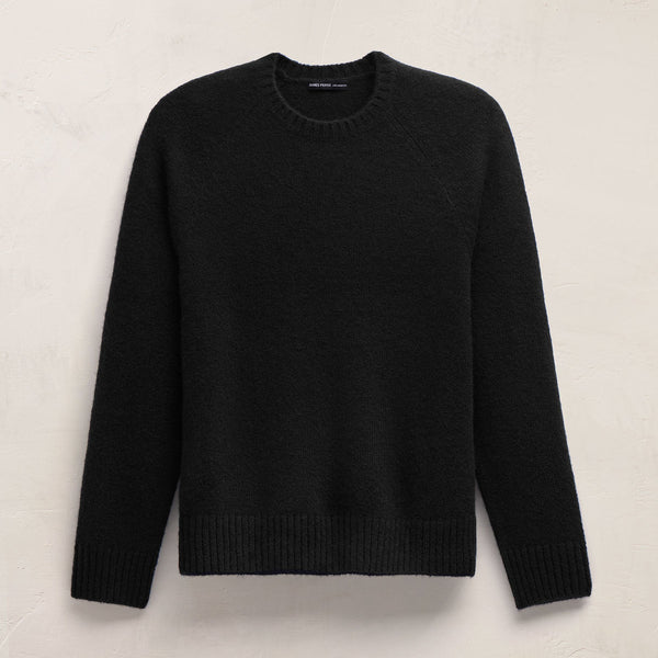 Lightweight Textured Cashmere Crew in True Black | James Perse Los Angeles