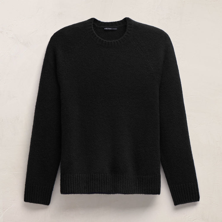 Lightweight Textured Cashmere Crew in True Black | James Perse Los Angeles