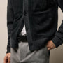 Suede Front Sweater Cardigan in Coal | James Perse Los Angeles