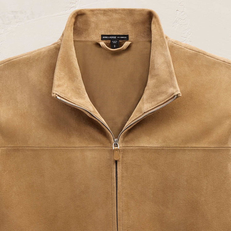 Suede Bomber Jacket in Sand | James Perse Los Angeles