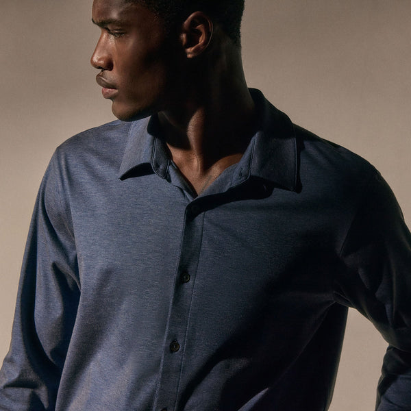Performance Supima Pique Shirt in Mid Blue | James Perse Los Angeles