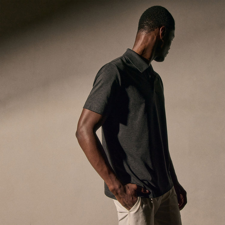 Performance Supima Pique Short Sleeve Polo in Black | James Perse Los Angeles