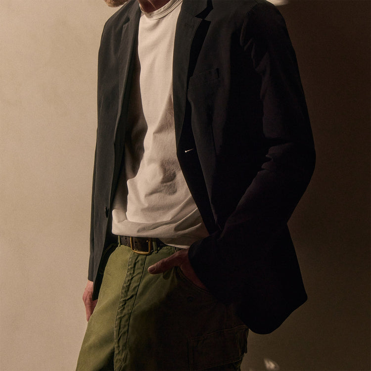 Cotton Poplin Blazer in Black | James Perse Los Angeles