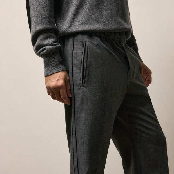 Wool Cashmere Flannel Side Piping Pant in Charcoal | James Perse Los Angeles