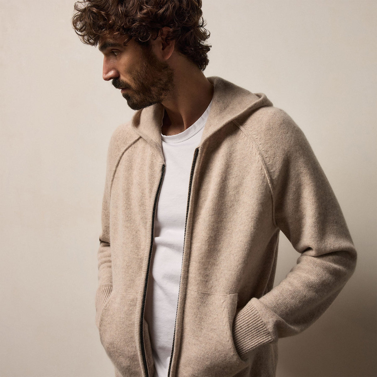 Recycled Cashmere Jacket in Stone | James Perse Los Angeles