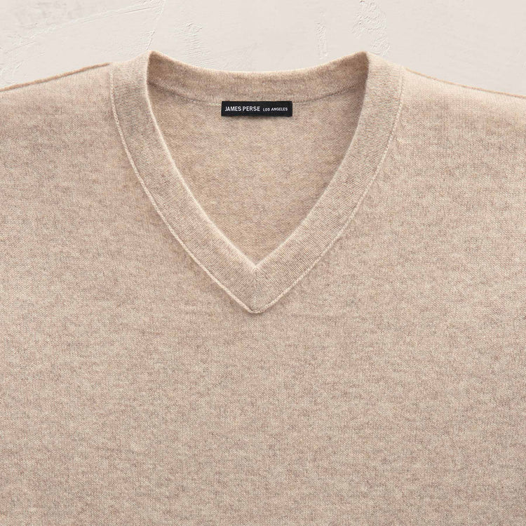 Cashmere V Neck Sweater in Stone | James Perse Los Angeles
