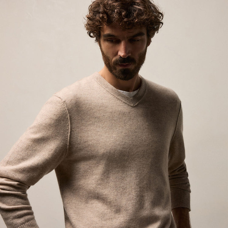 Cashmere V Neck Sweater in Stone | James Perse Los Angeles
