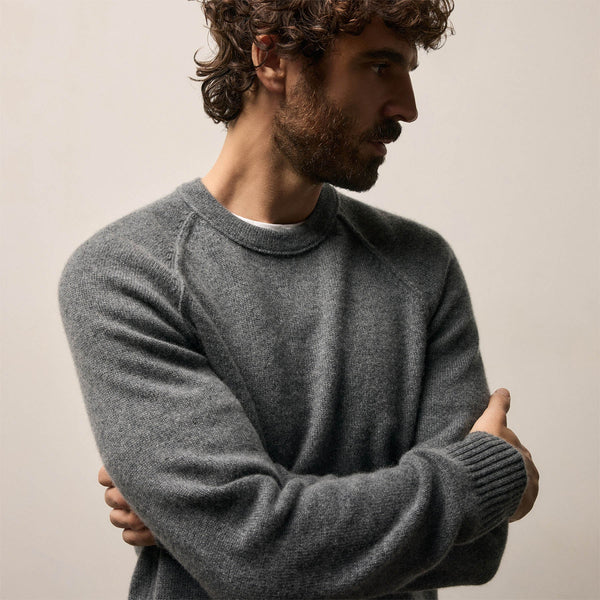 Recycled Cashmere Crew Sweater in Flannel | James Perse Los Angeles