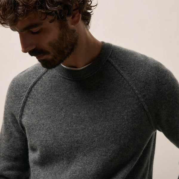 Recycled Cashmere Crew Sweater in Flannel | James Perse Los Angeles