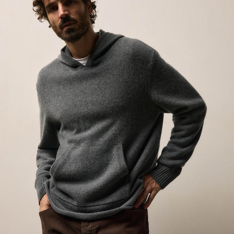 Recycled Cashmere Hooded Pullover in Flannel | James Perse Los Angeles