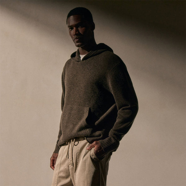 Recycled Cashmere Hooded Pullover in Porcupine | James Perse Los Angeles