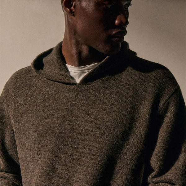 Recycled Cashmere Hooded Pullover in Porcupine | James Perse Los Angeles