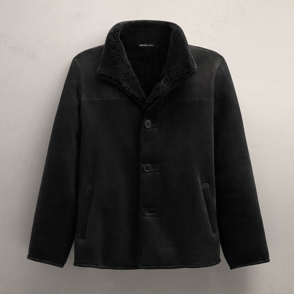 Suede Shearling Jacket in Black | James Perse Los Angeles