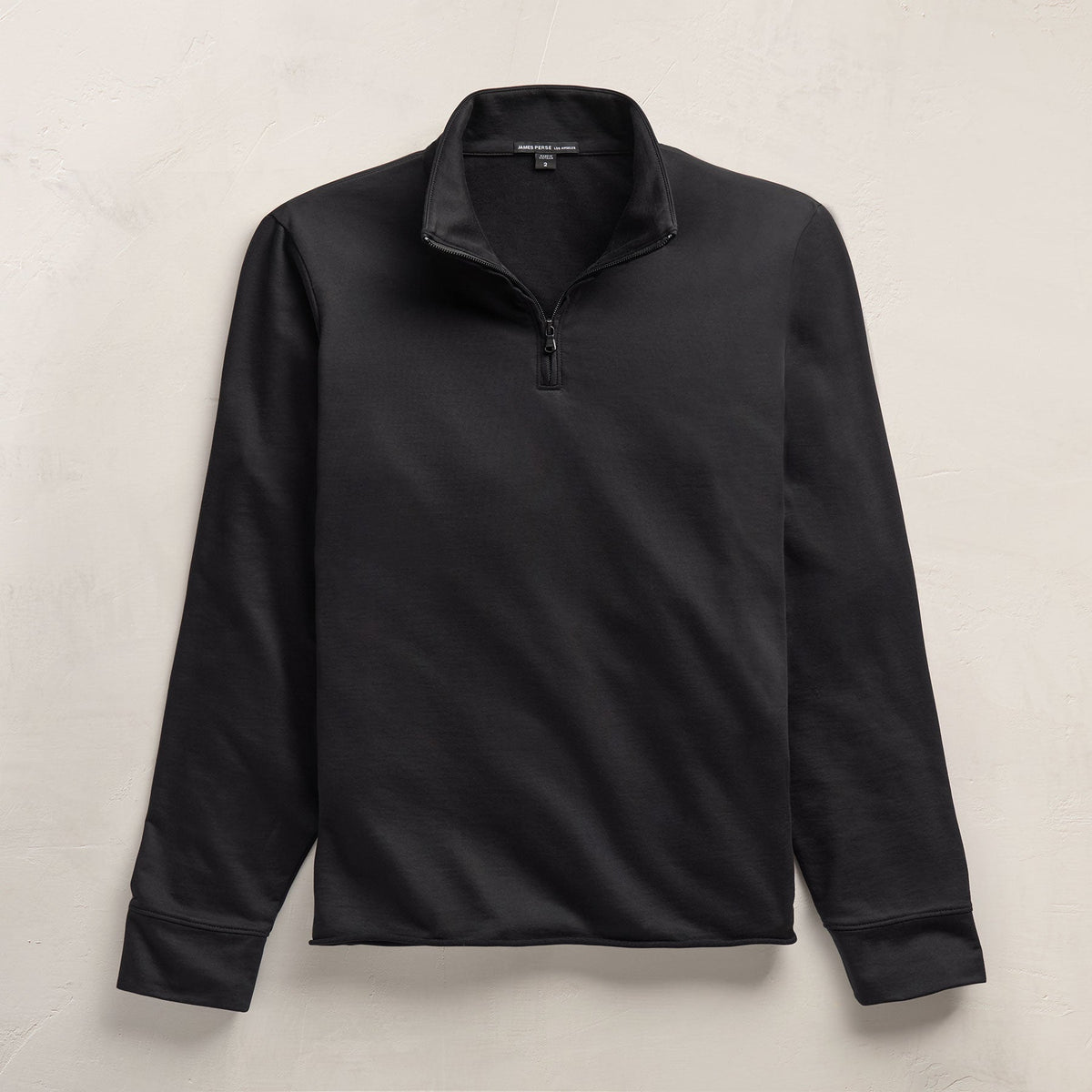 Fine French Terry Half Zip in Black | James Perse Los Angeles