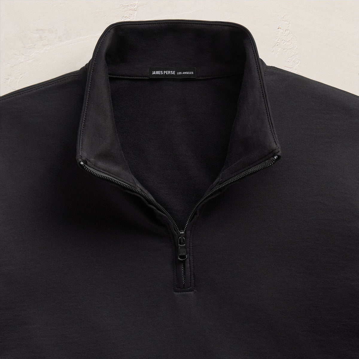 Fine French Terry Half Zip in Black | James Perse Los Angeles