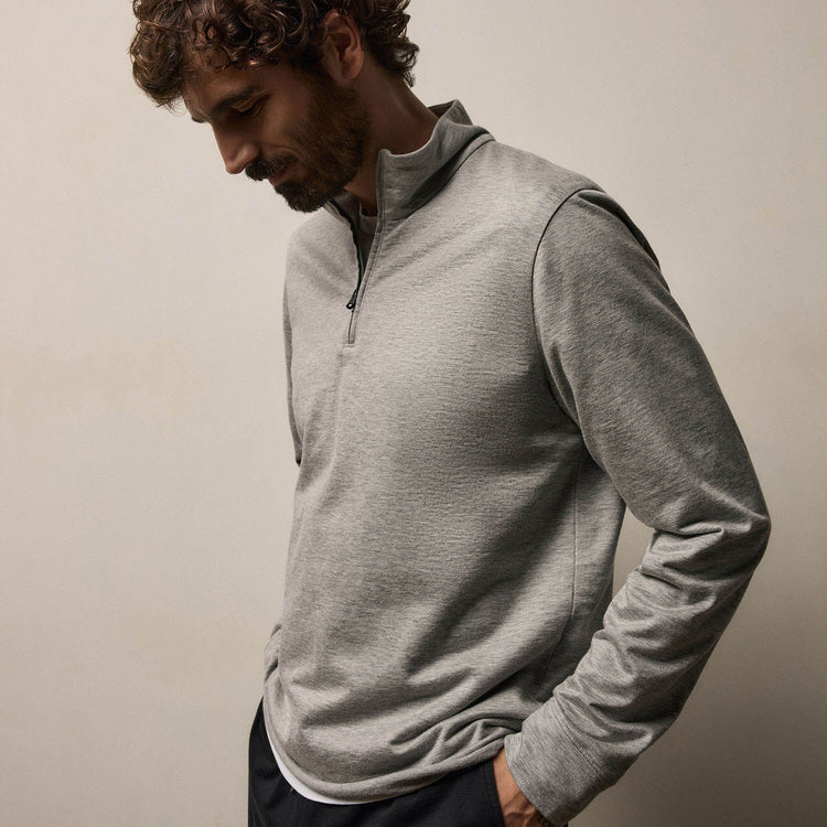 Fine French Terry Half Zip in Heather Grey | James Perse Los Angeles